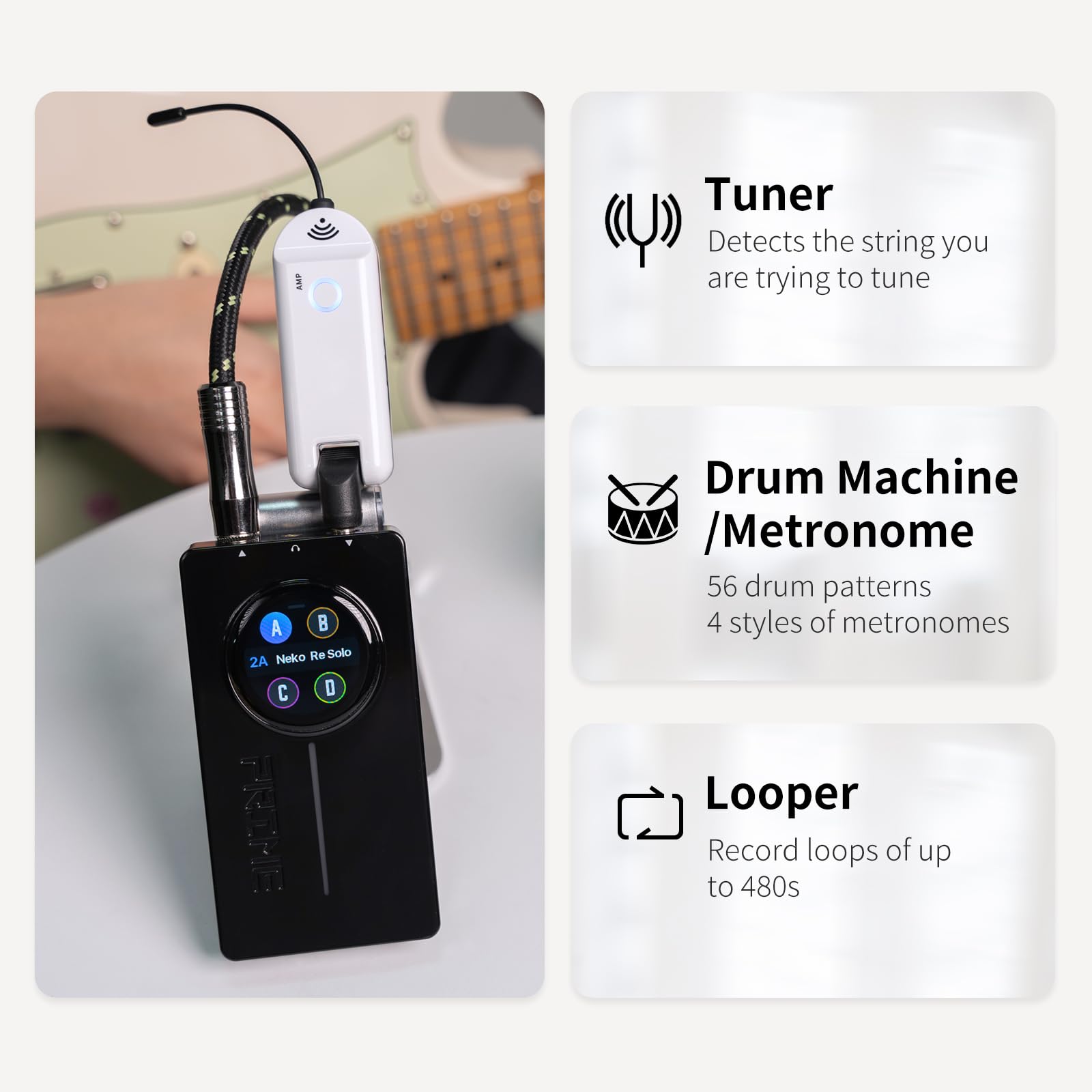 MOOER P2 Multi-Effects Pedal Processor, Stereo Electric Guitar Pedals with Amp MIDI Looper Drum Machine OTG Touch Screen for Per